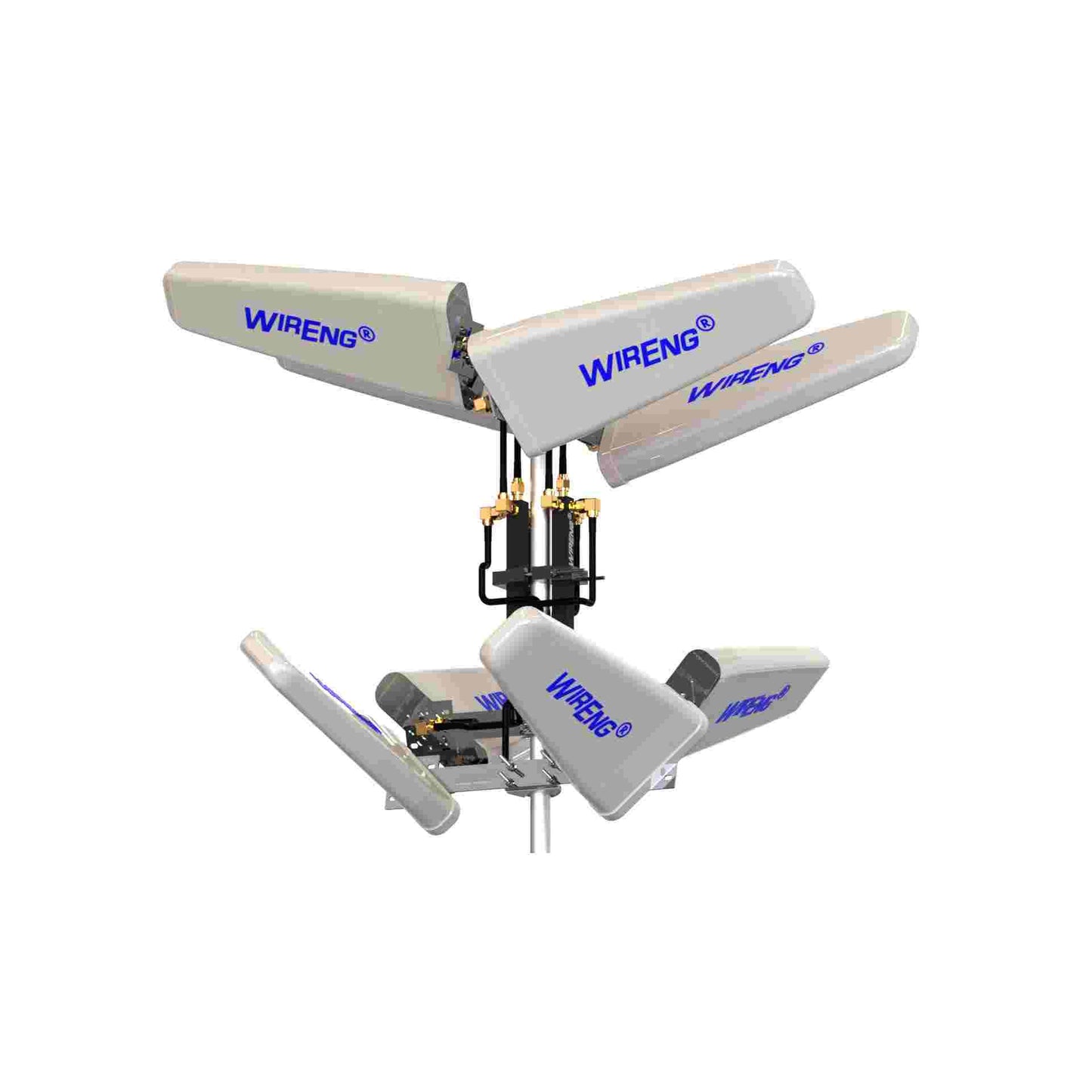 DroneAnt-Plus™ High Gain Drone Range Extender Octa-Element Omnidirectional Antenna Set True MIMO for All Drone Brands All Bands All Drones FPV Drones